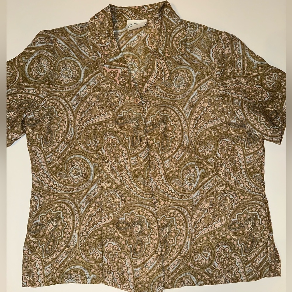 Patchington Women’s Blouse Size M Paisley Short Sleeve Button Front Vintage